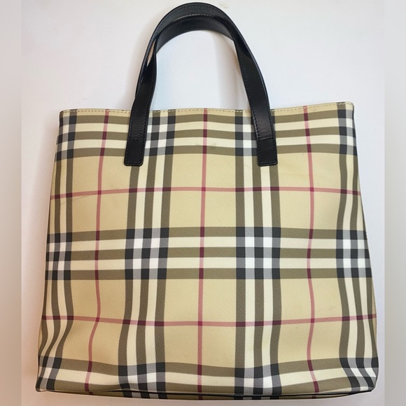 BURBERRY Nova Check Tote Bag PVC Leather 11”X12” Approx. - Picture 4 of 9